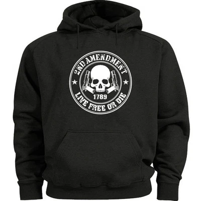 Sudadera con capucha negra calavera americana patriótica Live Free Or Die 2A Foto 1 de 4