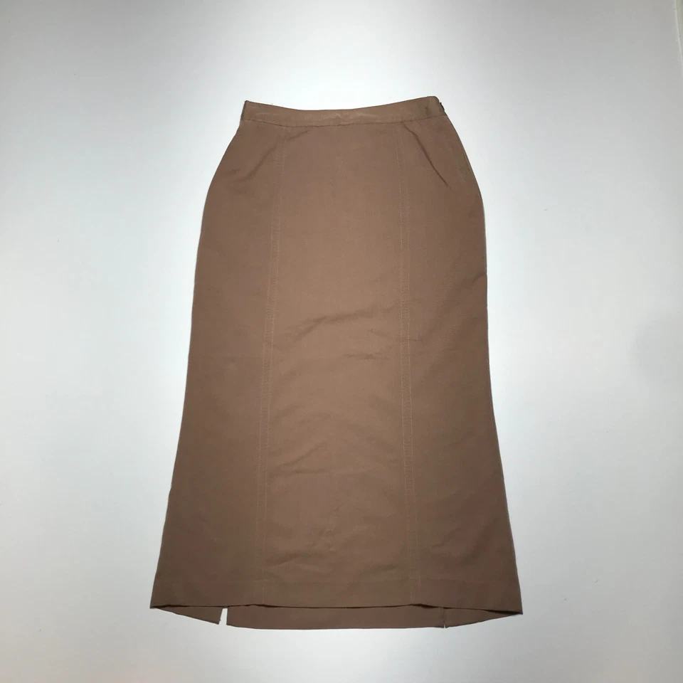 Falda midi lápiz Chadwick's para mujer 8 pequeña doble ventilación algodón tostado informal Foto 1 de 4