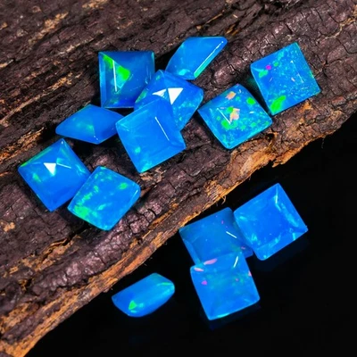Natural Blue Ethiopian Opal 7.50 CT Faceted Square Princess Cut Shape 6X3 MM - Image 1 of 3
