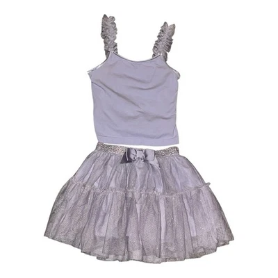 H&M сиреневый блестящий оборки тюль майка и балетная юбка комплект - размер 3-4T - Изображение 1 из 4