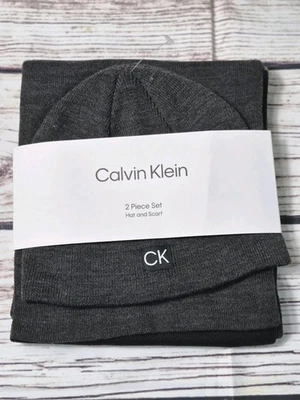 Calvin Klein 2-Piece Knit Hat and Scarf Set, One Size, Dark Gray  - Image 1 of 4