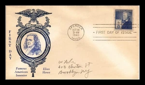 DR JIM STAMPS US ELIAS HOWE FAMOUS AMERICANS FDC SCOTT 892 SADWORTH COVER - Picture 1 of 2