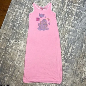 Vintage Carter’s Pink Girls Summer Long Nightgown 1970s Frog Flower Sz 8 - Picture 1 of 6