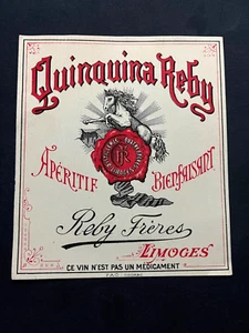 Etiqueta botella vintage limoges france freres Quinquina Reby bebida caballo #421 - Imagen 1 de 3