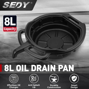 SEDY 8L Oil Change Pan Drain Tray Portable Dish Coolant Recovery Pan Black - Picture 1 of 8