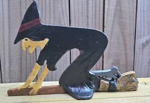 Antique Halloween Flying Witch Bootscraper Albany Foundry Cast iron Witch - Picture 1 of 8