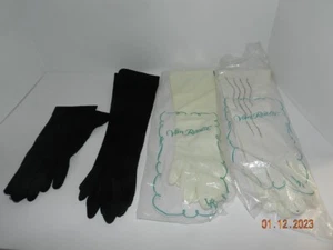 Vintage 4 Paar Handschuhe Stoff Van Raalte Perlen Germany 2 schwarz 2 weiß - Bild 1 von 6