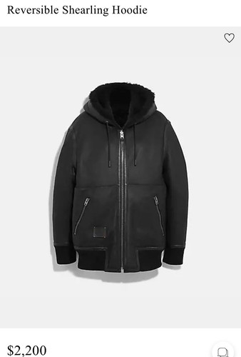 COACH Taglia: ❤️ Felpa con cappuccio reversibile Shearling in pelle di agnello donna nera