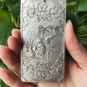Exquisite Old Chinese tibet silver handcarved mouse Pendant Waist card statue - Picture 1 of 5