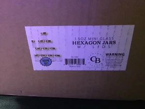 48 pcs 1.5 oz Mini Hexagon Glass Jars with Gold Plastisol Lined Lids - Picture 1 of 6
