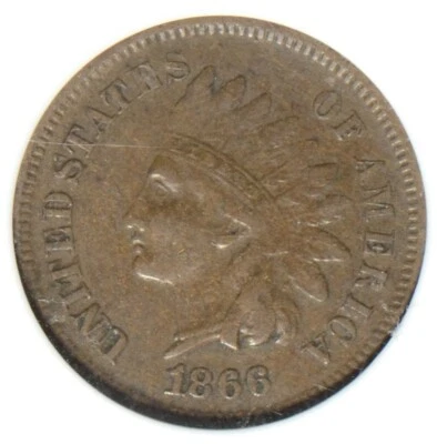 1866 1C Indian Head Cent ANACS VF20 - Image 1 of 4