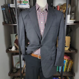 Joseph Abboud Herren Sport Mantel Zwei Knopf Grau Gestreift Twill 100s Wolle Größe 39L - Bild 1 von 14