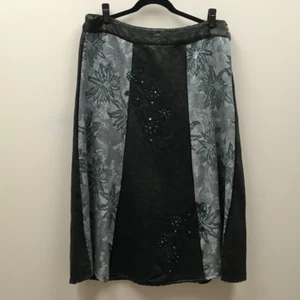 Lew Magram Collection Womens A Line Skirt Black Knee Length Panel Embellished 16 - Picture 1 of 7