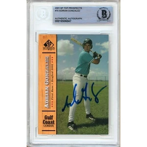 2001 SP Top Prospects #70 Adrian Gonzalez Signed Card AUTO RC Beckett Marlins - Picture 1 of 5