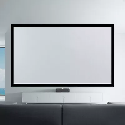 130" Wall Mountable 16:9 HD Large Aluminum Fixed Frame Projector Screen for Home - Image 1 of 4