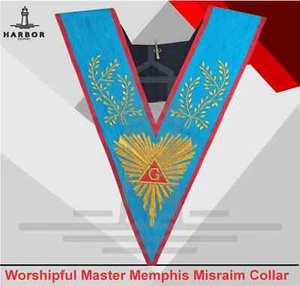 Freimaurer Worshipful Master Memphis Misraim Halsband - Himmelblau Moire Freemason - Bild 1 von 1