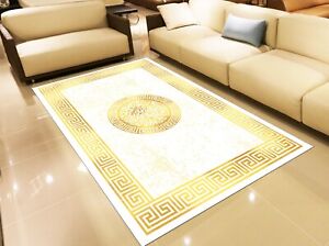 Gold & White Area Rug, Area Carpets, Rugs Living for  Personalizable Floor Rug 