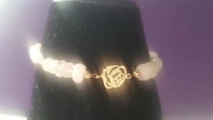 MORGANITE AND ROSE GOLD PLATED STERLING SILVER BRACELET. - Picture 1 of 12