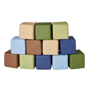 Patchwork Toddler Building Blocks, Foam Cubes, Earthtone, 12-Piece - Picture 1 of 5