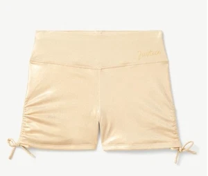 NEW Justice girl's All Over Foil Dance and Gymnastics Shorts (L 12/14) gold - Picture 1 of 1