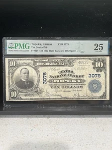 SASA 1902 Central National Bank Of Topeka Kansas $10 Pmg Vf25 - Picture 1 of 2