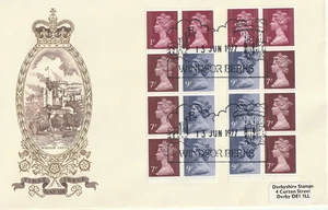 1977 GB 50p Left and Right Booklet Panes FDC - issued 13 June 1977 - Picture 1 of 2