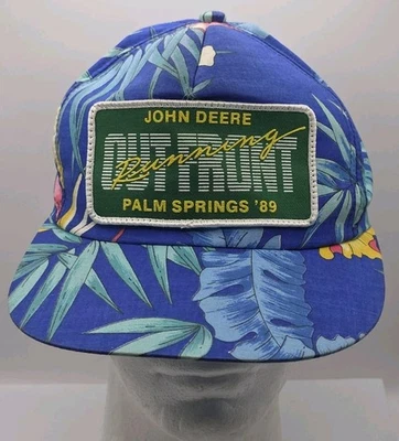 Vintage John Deere Running Out Front Palm Springs 1989 Cap Hat Stretch Closure - Image 1 of 4
