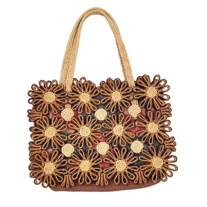 Bolso de Mano Tejido Rafia Flor Margarita Paja Natural Boho 12x9 Bolso de Hombro Mediano - Imagen 1 de 6