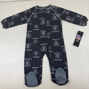 Conjunto de pijama Las Vegas Raiders bebé 6-9 meses nuevo con etiquetas ropa del equipo de la NFL negro cremallera - Imagen 1 de 5