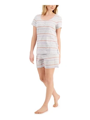 CHARTER CLUB Mujer Gris Top Manga Corta y Pantalones Cortos Tejido Pijama M Foto 1 de 3