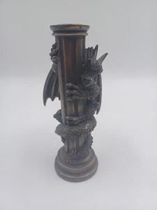 Vintage 1998 WUI Bronze Tone Dragon Candleholder 7” - Picture 1 of 6