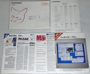 1989 FoxBASE+ Mac PC Price List Promo Pack Fox Software Database History - Afbeelding 1 van 11