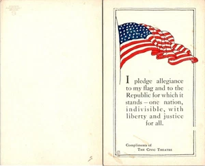 Alte patriotische Postkarte I Pledge Treue Flagge Stadttheater unbesendet - Bild 1 von 1