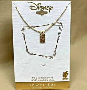 Disney 14K vergoldet Mickey "Ich liebe dich bis zum Mond" Anhänger Halskette UVP $40 - Bild 1 von 7