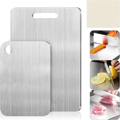 Tagliere in Acciaio Inossidabile, 2 Pezzi Tagliere in Acciaio Inox Alimentare, T - Immagine 1 di 4