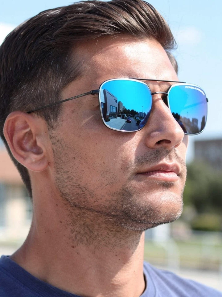 Gafas de sol Porsche Design P8940 A negras titanio espejadas cuadradas para hombre 55 mm Foto 1 de 4