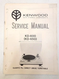Kenwood KD-600(KD-650) Turntable Service Manual - Original - Picture 1 of 1