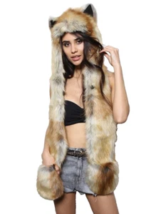 Spirit Hoods Vintage Limited 2011-2012 Red Wolf Hat Scarf One Size Faux Fur - Bild 1 von 9