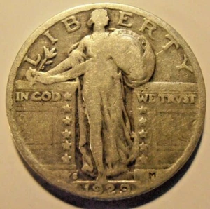1929 S Standing Liberty Silver Quarter, Low Mintage, (29SEW1) - Picture 1 of 3