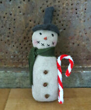 Grubby Primitive Tea Stained Christmas SNOWMAN 7" Primitive Stump Doll w Top hat
