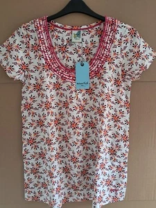 Weird Fish ivory black orange pink embroidered neck tunic UK 10 friends tagged - Picture 1 of 11