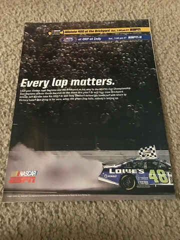 Vintage 2007 ESPN NASCAR JIMMIE JOHNSON #48 Poster Print Ad "EVERY LAP MATTERS" Cover