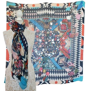 CHRISTIAN LACROIX SCHAL MODERN ABSTRAKT DRUCK SEIDE FOULARD QUADRATISCH 50" - Bild 1 von 18