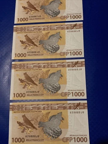 Unique!!! 3xconsecutive french pacific 1000 tahiti polynesia  888 +matching S/n Cover