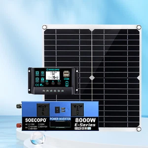 Solar Full Kit 8000w 110v Inverter 300W Solar Panel Home 100A Controller SystFD - Picture 1 of 17