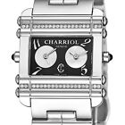 New Charriol Actor Silver Tone,Diamond,Dual Time Bracelet Rectangle Watch