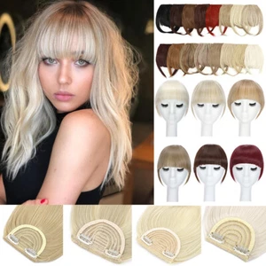 UK Real Thick Bangs Clip in Front Fringe AS Human Hair Extensions Fake Topper UK - Picture 1 of 39