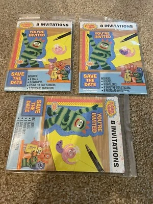 24 Sobres de Invitaciones de Fiesta de Cumpleaños Yo Gabba Gabba Guardar la Fecha Pegatinas Foto 1 de 2