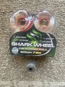 Shark Wheels California Roll 60mm 78a Clear Red Core Abec 7 Free ABEC 7 Bearings - Picture 1 of 5