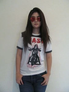 W.A.S.P Wild Child'85 Metal Band Ringer T-Shirt Jersey Women's White Gray Cotton - Picture 1 of 3